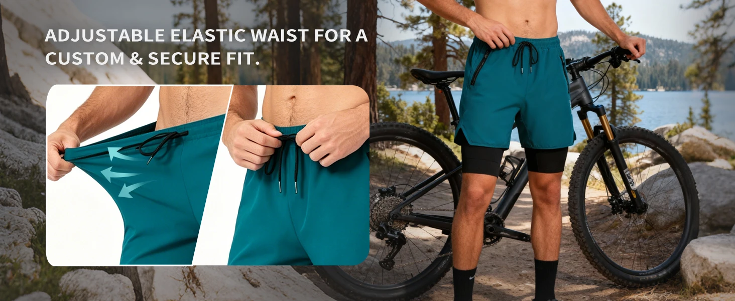 WOSAWE Sommer MTB-Shorts Mountainbike-Radlerhose mit Polsterung Mehrere Taschen Rennrad-Hose Outdoor-Sport 2-in-1 Kurze Hose – Detail 5
