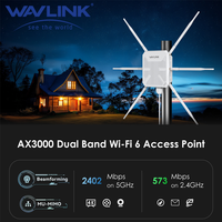 WAVLINK WiFi6 Outdoor Dual Band 2.4G+5G AX3000 Long Range Mesh Extender with PoE/6x7dBi High-gain Antennas/IP67 Weatherproof