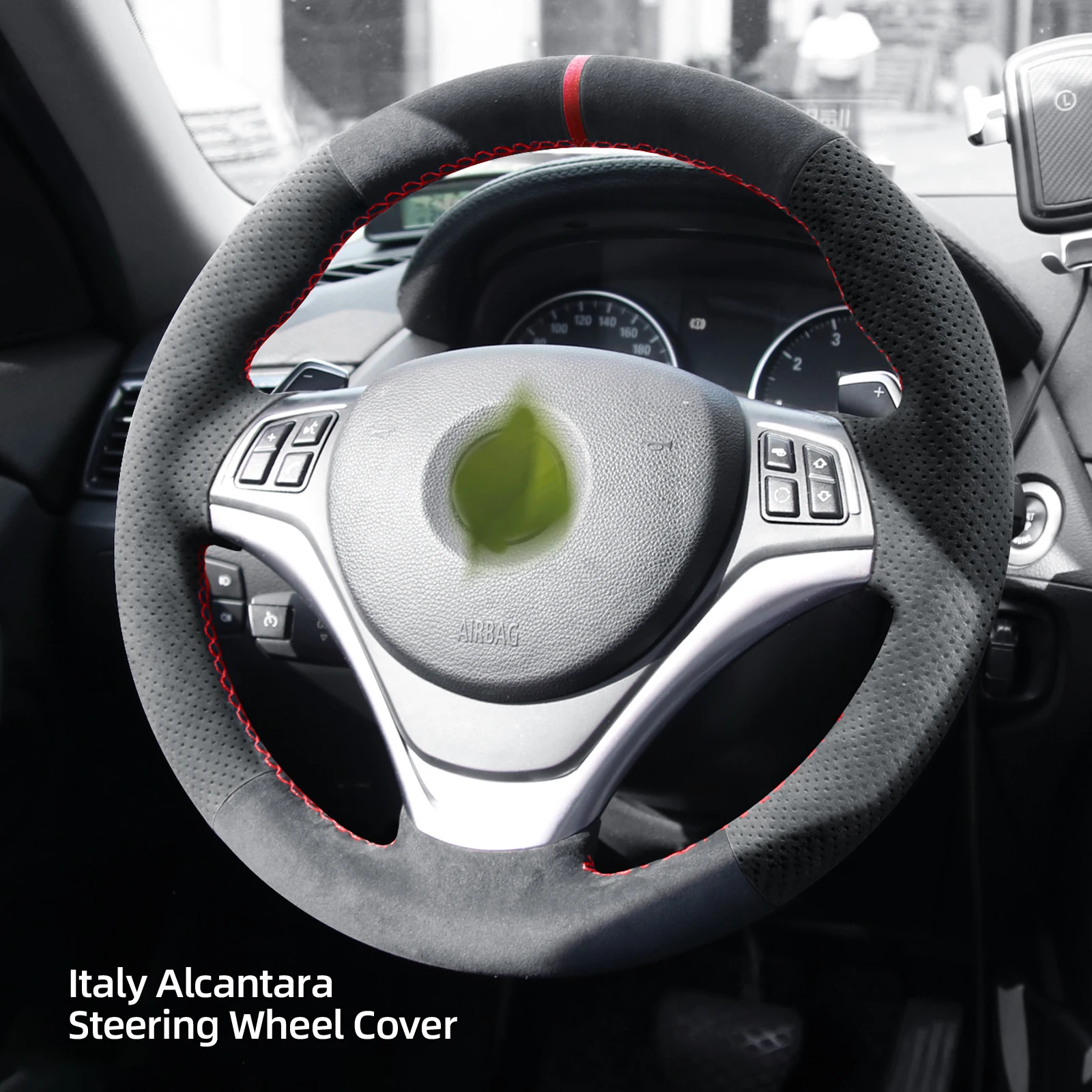 Alfanxi Hand Stitch Alcantara Steering Wheel Cover Compatible with BMW M3 E90 E92 E93 2008 - 2013