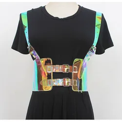 Cinto punk para mulheres, cinto de couro PU, cintura sexy, cinto de arnês, decoração retrô, cinto de PVC para camisa e vestido, fivela suave