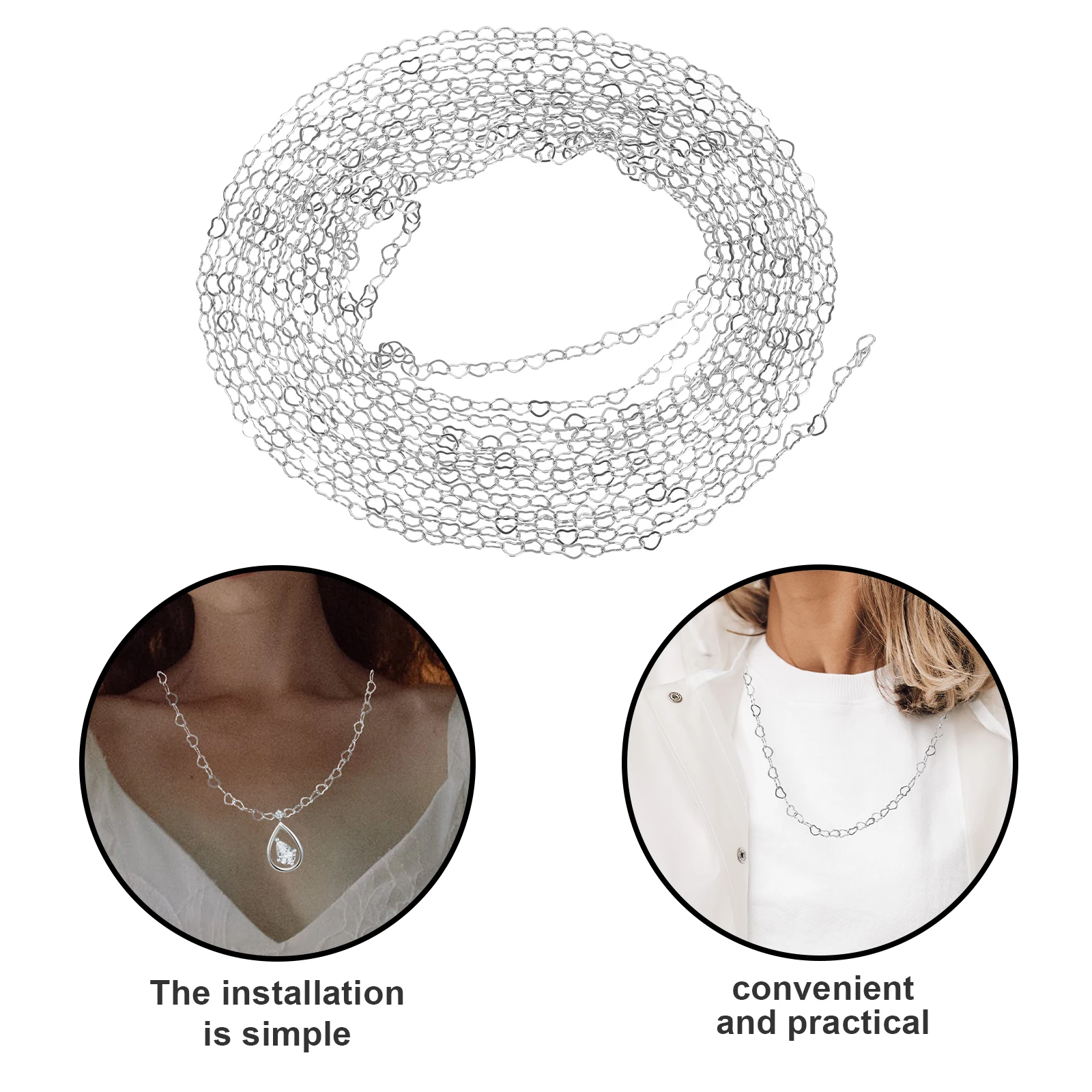 

DIY Heart Shape Jewelry Chain Kit Golden Small 3m Chains for Bracelet Necklace Making Accessories Craft Supplies Metal