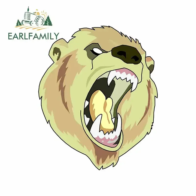 EARLFAMILY 13cm x 10.6cm for Grizzly Bear Badge Decal Refrigerator Trunk Laptop Car Stickers Surfboard VAN Motorcycle Decoration