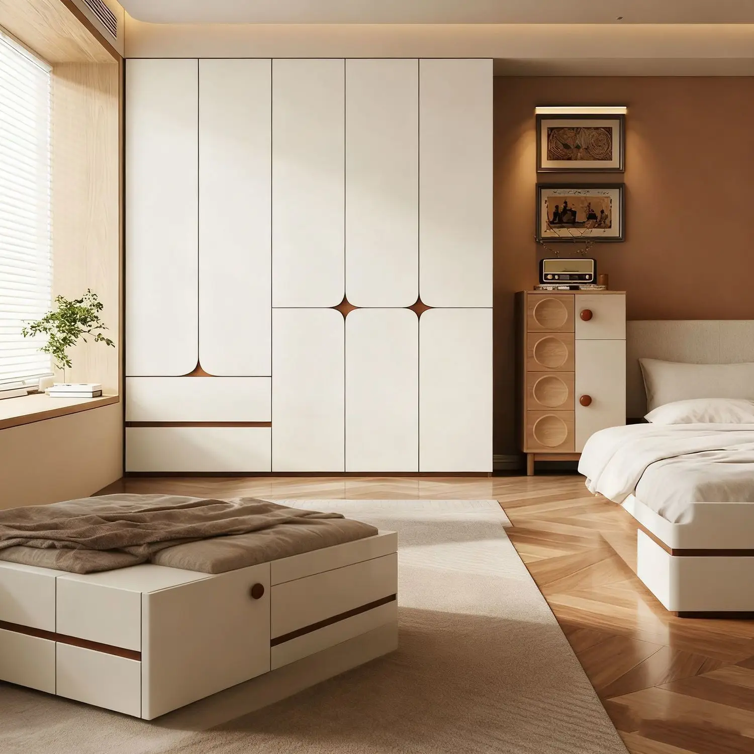 

Household bedroom small apartment free handle segmented locker