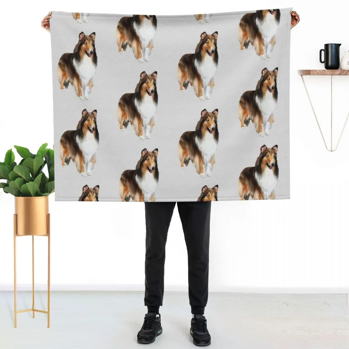 Rough Collie Stunning Look! Throw Blanket Sofa Decorative Beds Hairys Hairy Sofas Blankets