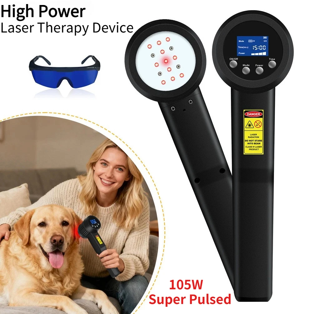 

High Power 105W 905nm 808nm Cold Laser Therapy Device Super Pulsed Professional Physiotherapy Machine for Body Pain Inflammation