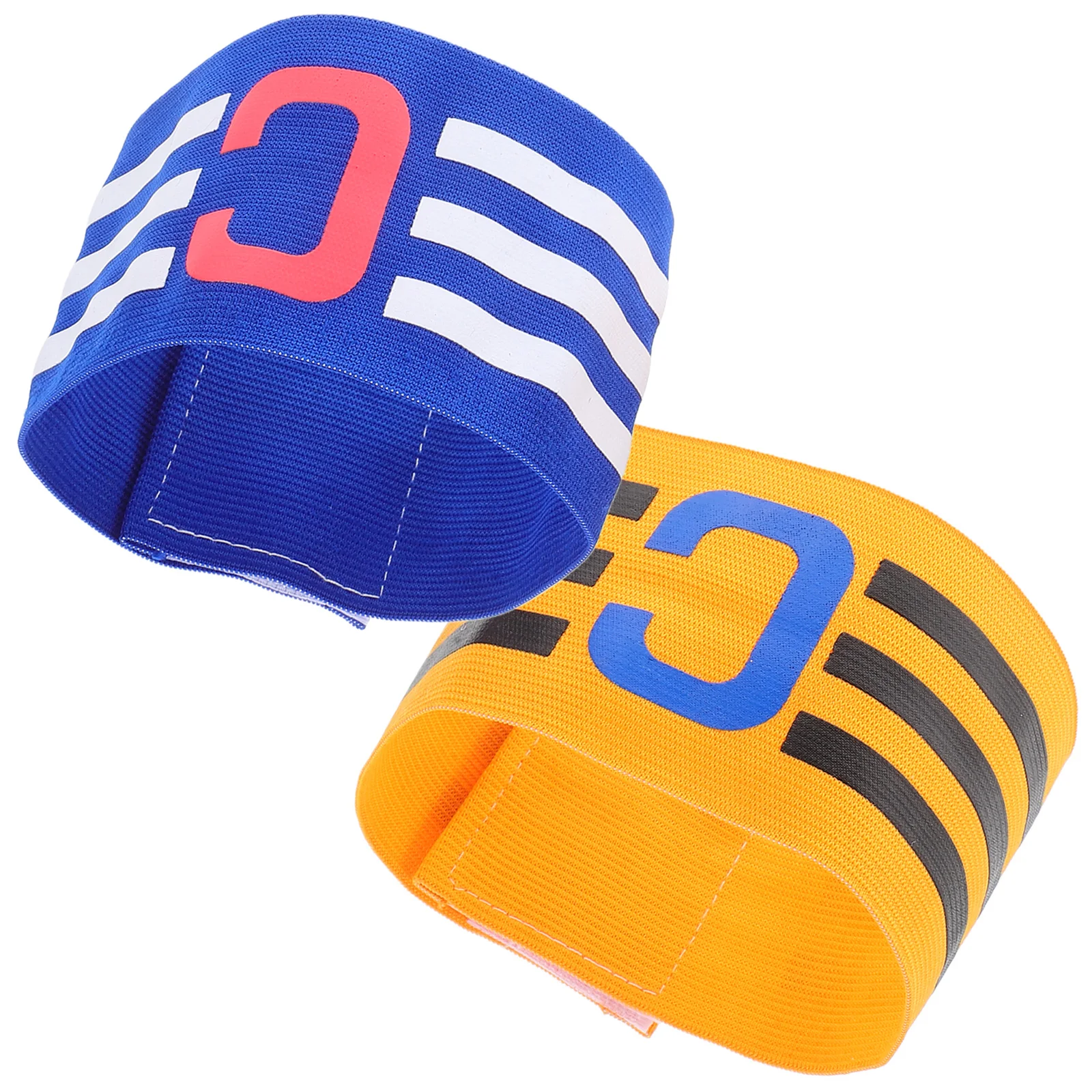 

1 Unit Soccer Captain Armband Soft Elastic Band for Team Sports Football Game Adult Player Adjustable Fashionable Blue Yellow