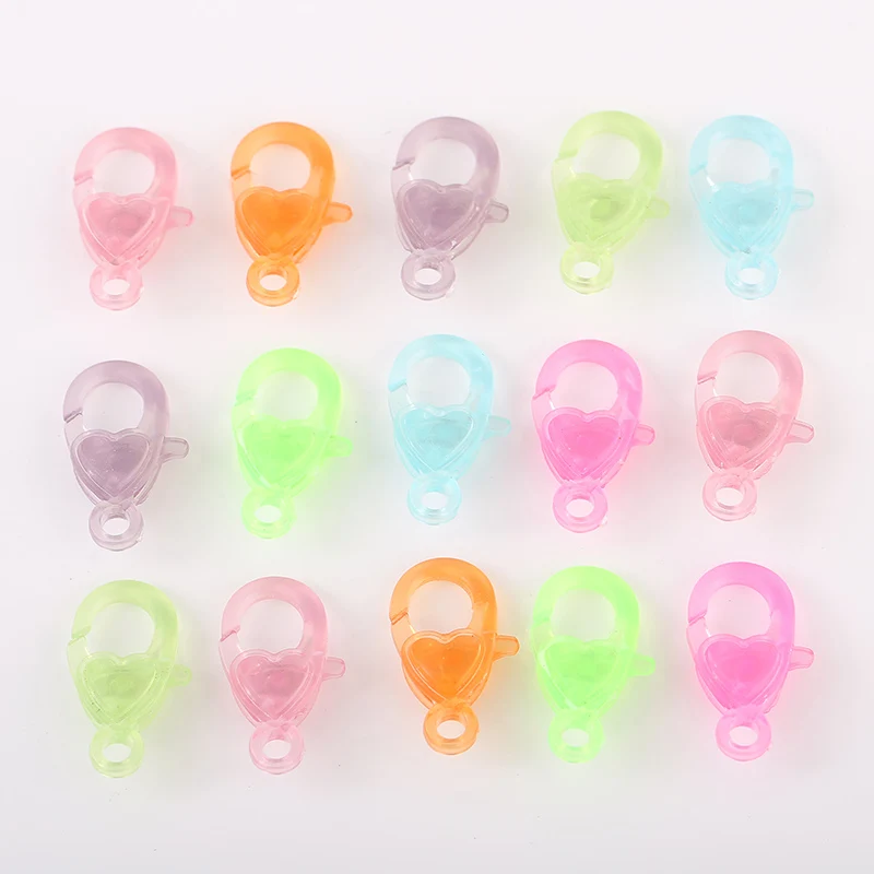 20Pcs 100pcs 22mm Candy Color Clear Plastic Lobster Clasp Hooks Key Chain End Connector for Making jewelry Accessories