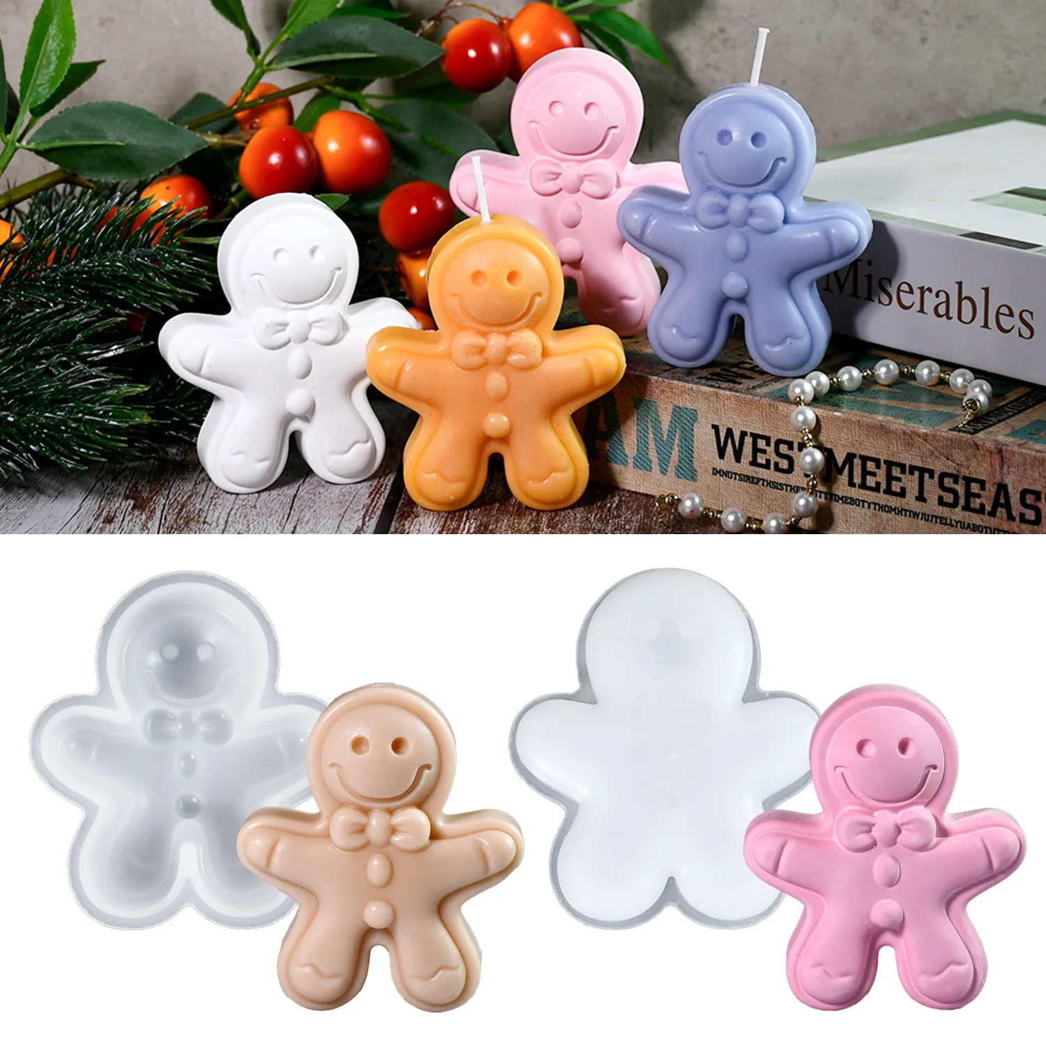 Mould New DIY Resin Casting Molds Christmas Gingerbread Man Silicone Mold Handmade Soap Candle Instagram Decoration