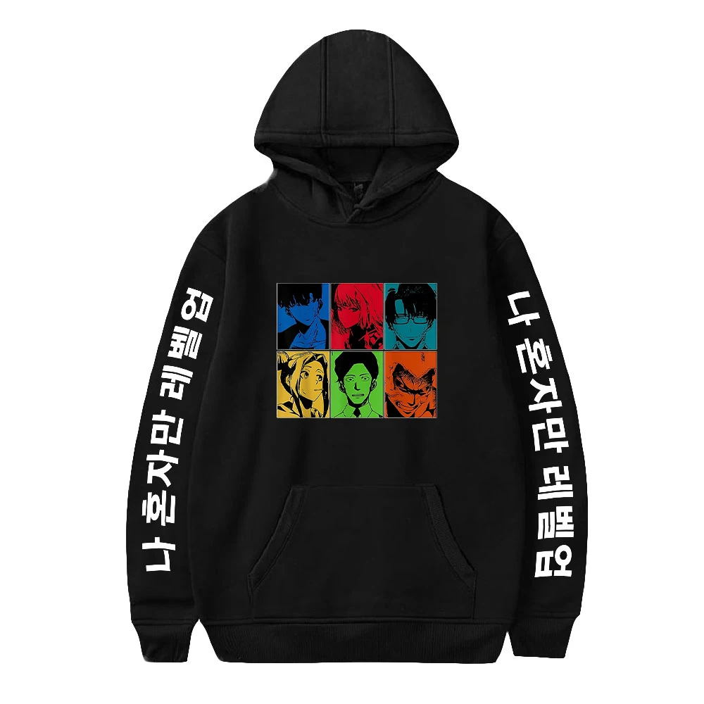 Manga Solo Hoodie penyamarataan uniseks Sweatshirt Wanita Pria Tracksuit Harajuku Streetwear 90s baju Anime Korea ukuran Plus