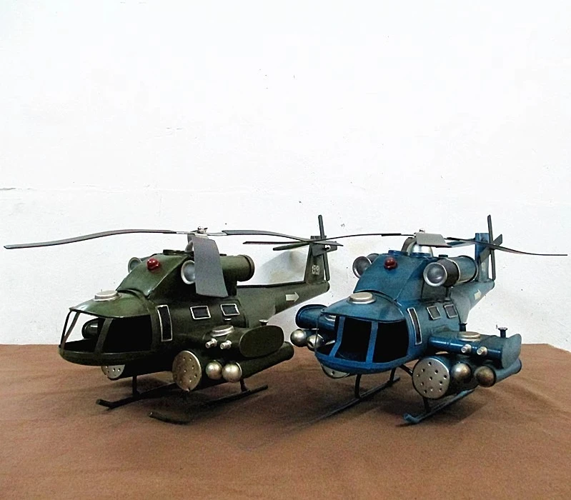 

Gunship Vintage Metal Handmade Tin Military Combat Plane Model Ornament