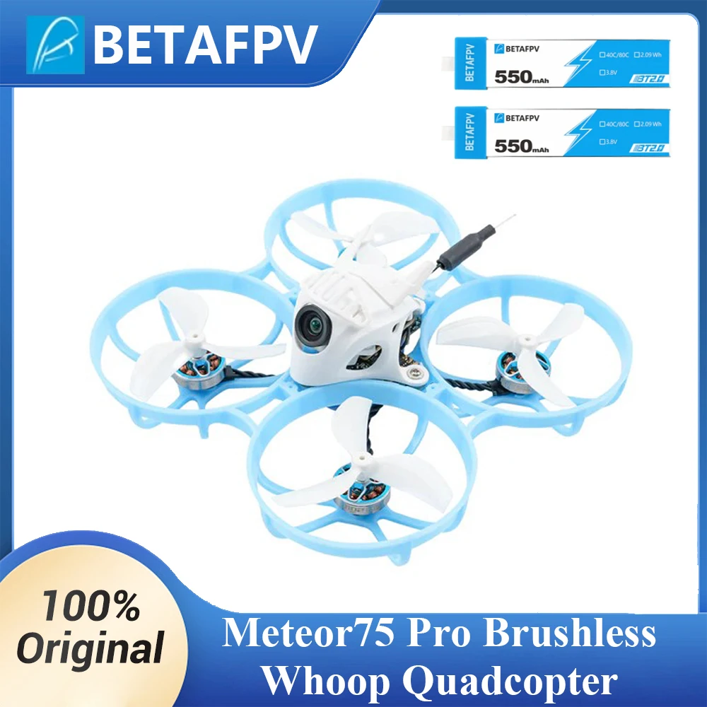 

BETAFPV Meteor75 Pro Бесщеточный квадрокоптер Whoop ELRS 2,4G 1102 22000KV Двигатель VTX C03 FPV камера 550 мАч 1S Аккумулятор