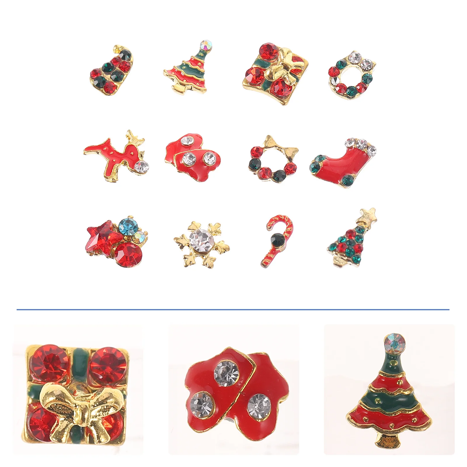 

12 Pcs Nail Patch Accessories Stickers for Art Nails Holiday Decal Christmas Decals Jewelry Manicure Gem