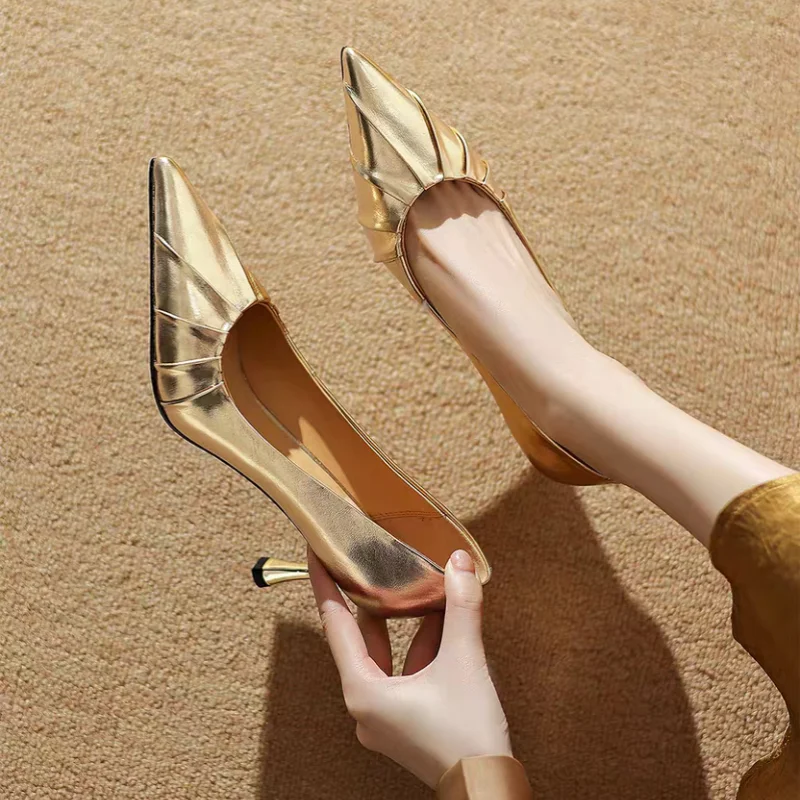 

2025 Spring Women Pumps Shoes Fashion Pointed Toe Slip on Ladies Elegant Single Shoes Thin Low Heel Dress Pumps Shoes