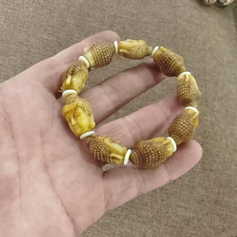 Boho Vintage Relief‑Carved Pattern Bead Bracelet Unisex Hand‑crafted White Washer Spacer Beads Ethnic Wrist Charm Gift