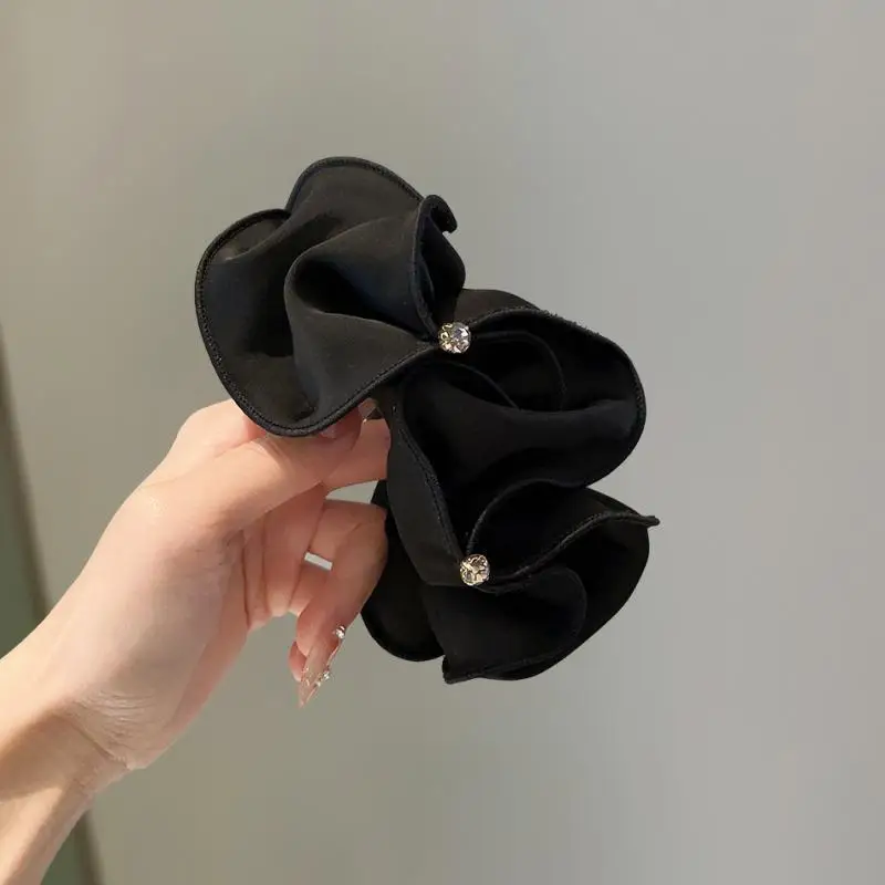 

Elegant Rhinestone Scrunchie Hair Tie for Women Low Ponytail Daily Use Simple Trendy Non Slip Lightweight Polyester Cream