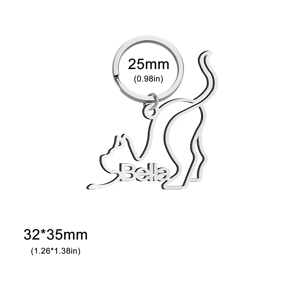 My Shape Llaveros personalizados con nombre para gatos y mascotas, joyería de acero inoxidable para amantes de los gatos