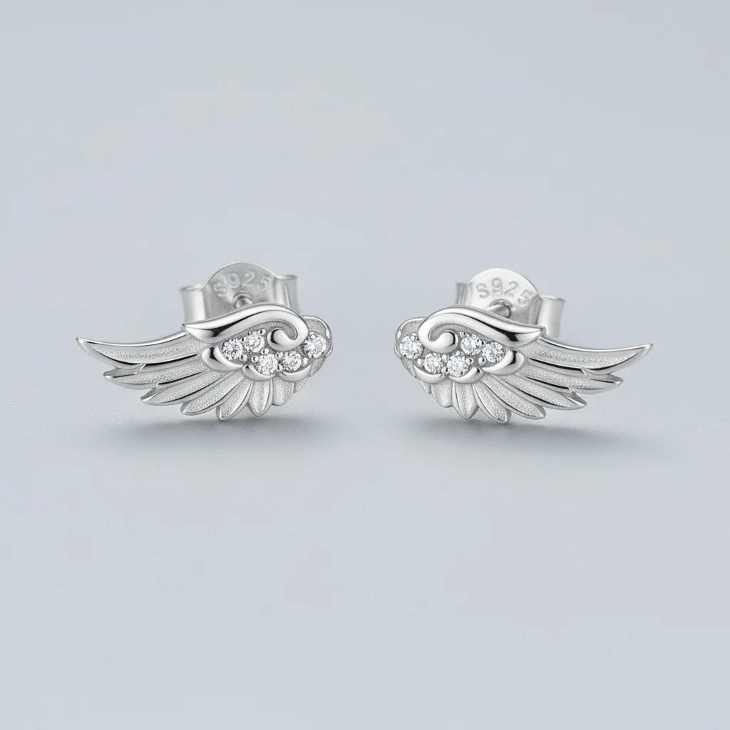

Angel Wing Zircon Earring Titanium Steel Luxury Ear Studs Sparkling Crystal Wing Cartilage Piercing Helix Ear Jewelry