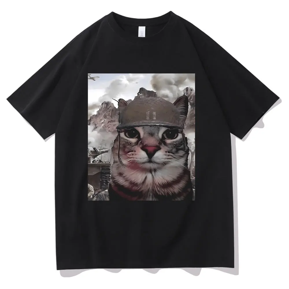 

Thousand Yard Stare Funny Cat Meme T Shirts Men Women Casual Oversized Tshirt Male O-collar Cotton T-shirts Unisex Short Sleeve