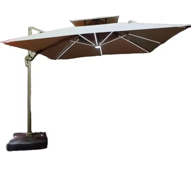 

Modern Outdoor LED Sun Light Parasol N Umbrella New Garden Shading Furniture Aluminum Base Villas Beaches Courtyards Malls