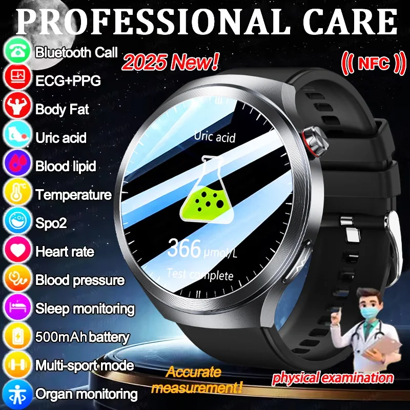 

2025 НОВЫЙ Смарт-часы с ЭКГ для клинической оценки, пульс, жир тела, динамика BP, эмоциональный анализ тела, умные часы для здоровья, мужские умные часы для xiaomi