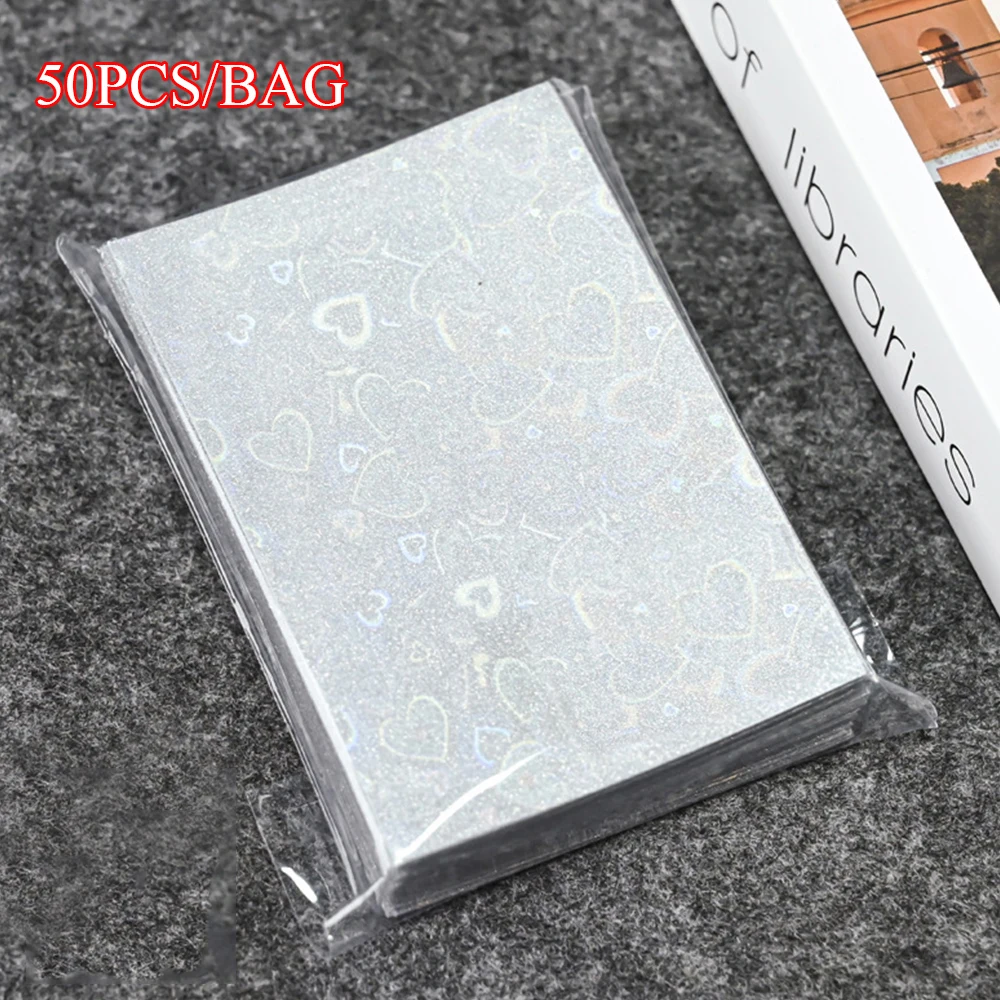 50PCS Flat Mouth Card Film Idol Cards Protective Bag Card Storage Bag Card Sleeves Stationery Solid Color INS  Korean Version