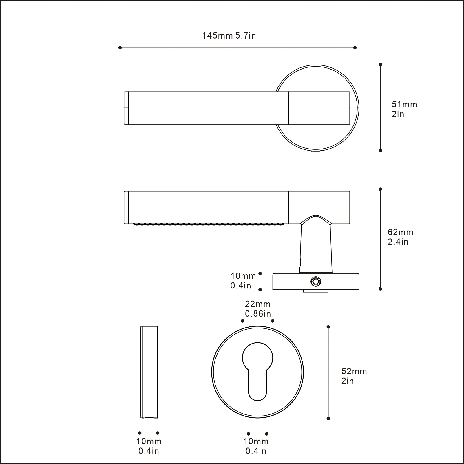 Viladepot Privacy Door Handle Leather Texture Lever Bedroom Bathroom Passage Zinc Alloy Door Lock Without Lock Cylinder