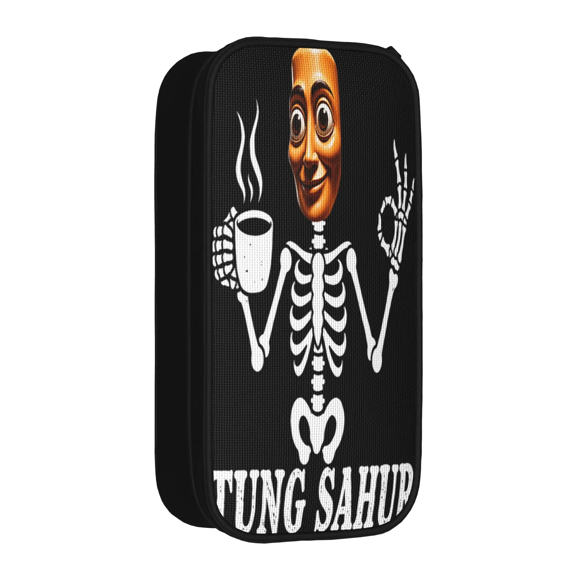 Tung Tung Tung Sahur Skeleton Drinking Coffee Pencil Case Girls Boys Pencil Pouch Design Back To School Pencil Cases Stationery