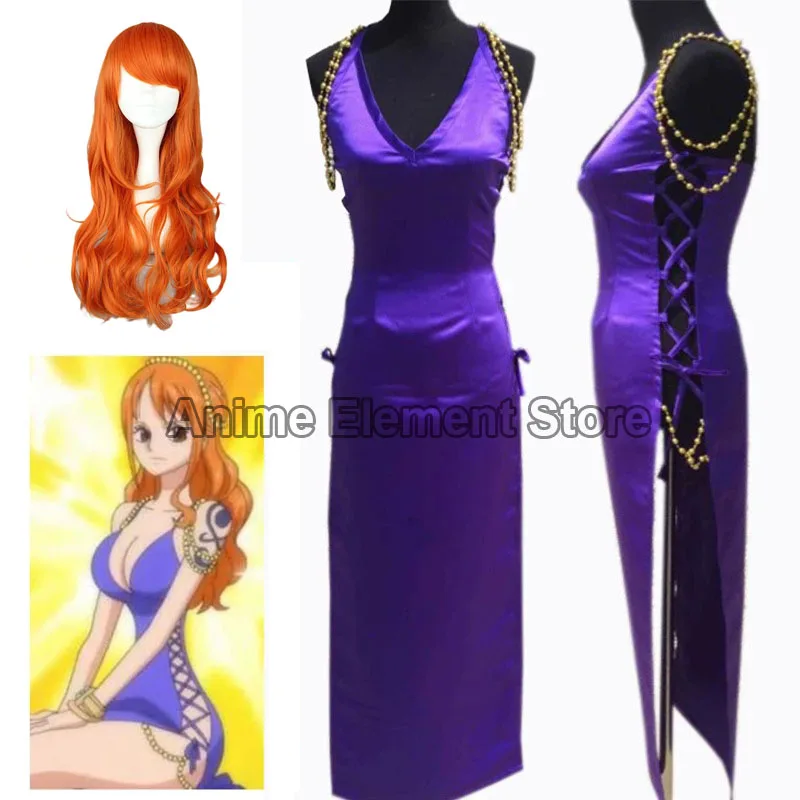 

Anime Nami Cosplay Costume Purple Dress Halloween Chrismas Carvinal Dress