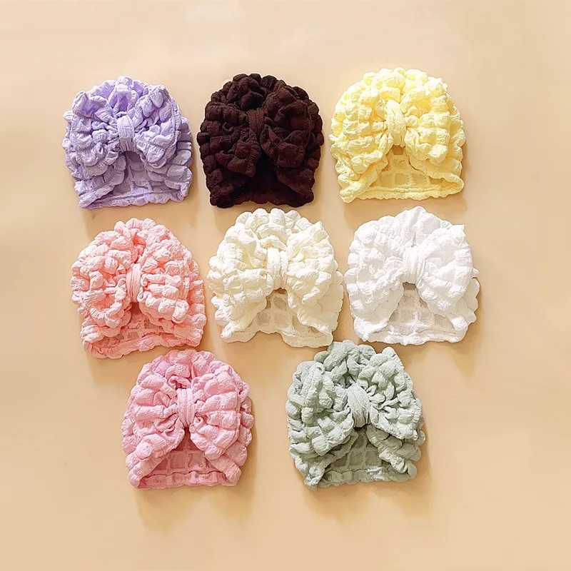 0-3Y Bows Baby Hat for Girls Hair Accessories Knot Turban Warm Newborn Indian Cap Elastic Cute Headwrap Lovely Kid Beanies