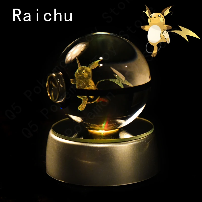 Pokemon 3D Kristallkugel Pikachu Gengar Mew Mewtwo Figuren Lampenständer Pokeball 3D Pokemon Glaskugel Statue Geburtstagsgeschenk