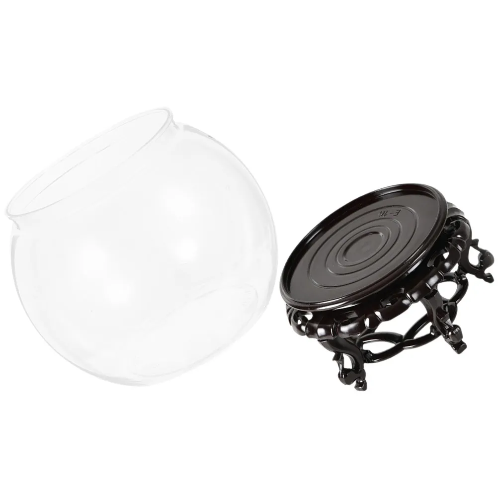 

1 комплект прозрачного круглого настольного аквариума для декора дома и офиса, портативная маленькая чаша с основанием, подставка для растений, прозрачная.