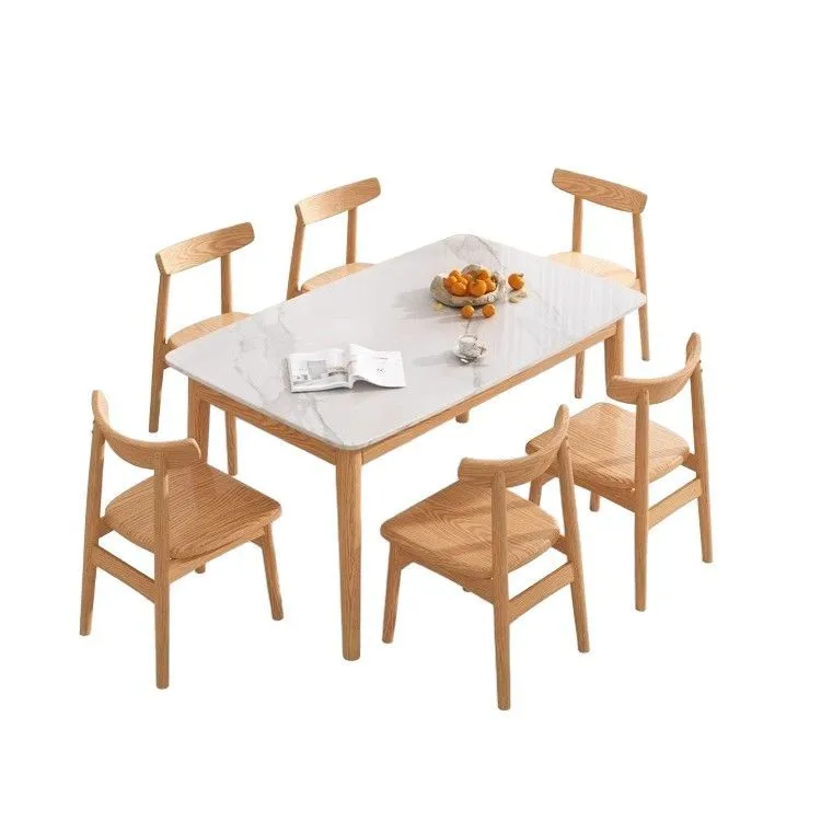 طاولة طعام من الخشب الصلب من خشب الرماد الشمالي وكرسي مزيج من طاولة طعام منزلية صغيرة حديثة #4