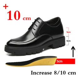 Marca Tênis De Couro Genuíno Homens Elevador Sapatos Plataforma Saltos 8cm 10cm Altura Aumento De Altura Sapatos Homem Vestido Sapatos