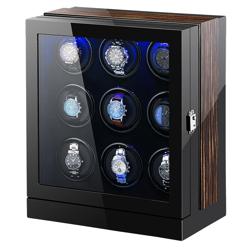 9Watch Touch Screen Automatic Watch Winder Luxury Large-capacity Collection Watch Winder Silent Motor with Seven-Color LED Light