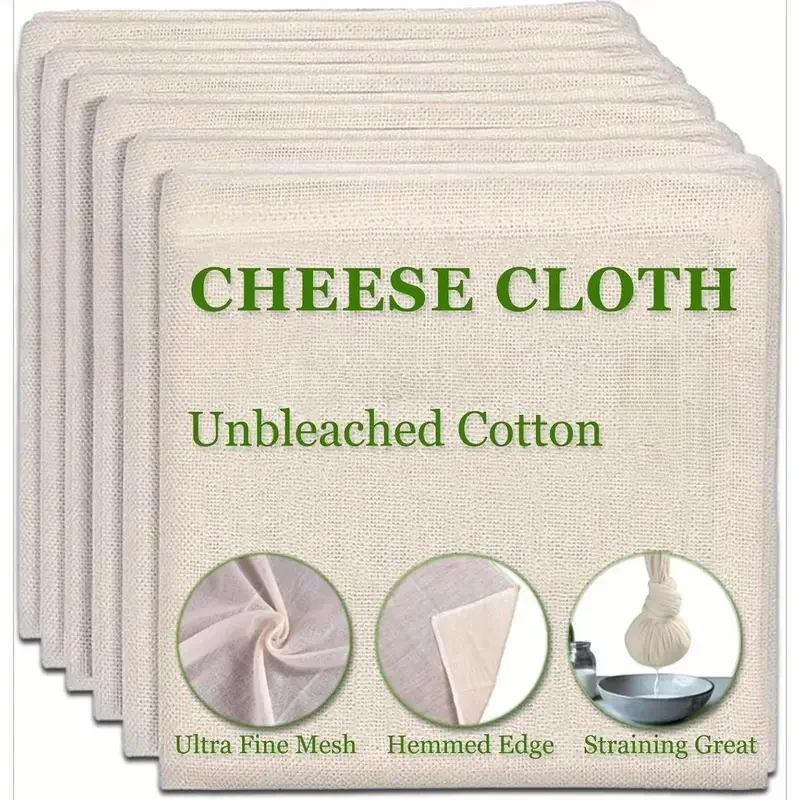 3pcs 100% Unbleached Cheese Cloths, 50.8x50.8cm Hemmed Edge, Reusable for Straining, Yogurt & More (Grade 100)