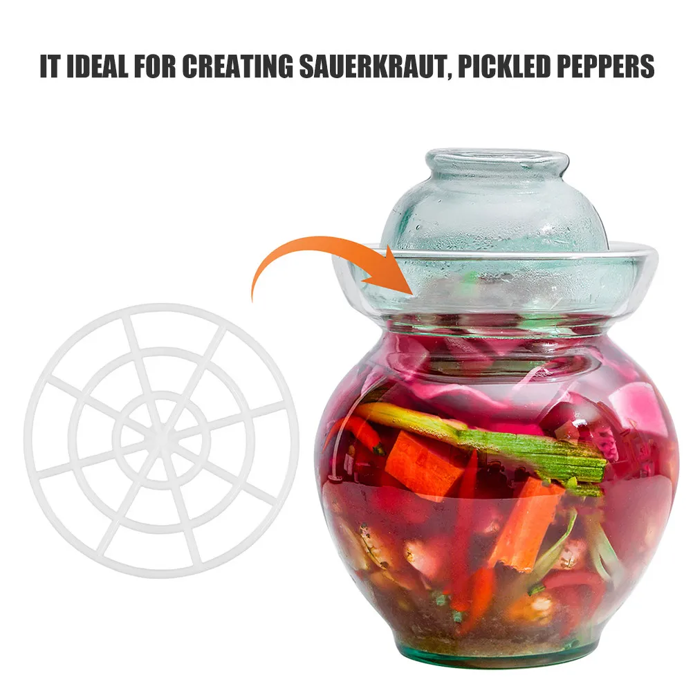 10Pcs Vegetable Press Pickles Jar Weight Plastic Mesh Fermentation Press Plate Kitchen Sauerkraut Pepper Pickling Tool - view 3