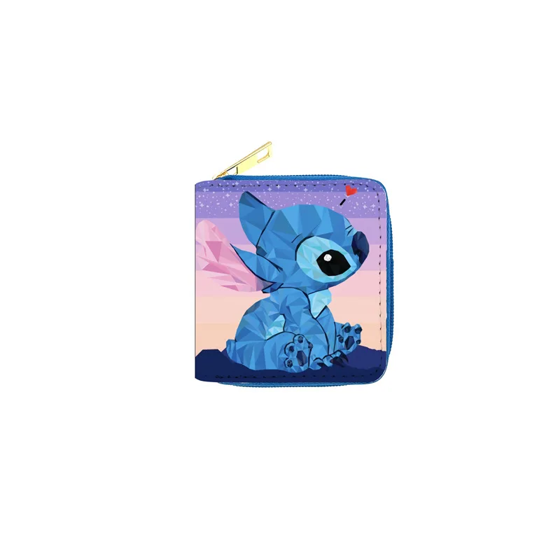 Disney-cartera de dibujos animados de Stitch para niños, monedero corto multicapa, tarjetero, bolsos con cremallera, regalo de cumpleaños