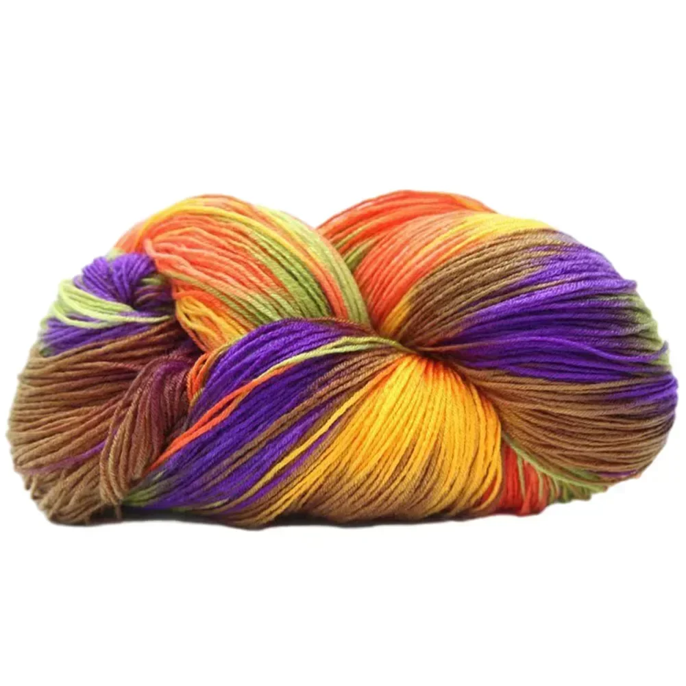 Easy To Use Diy Handmade Acrylic Yarn Crochet Yarn Durability Rainbow Segment Ecological Dyeing Package Content