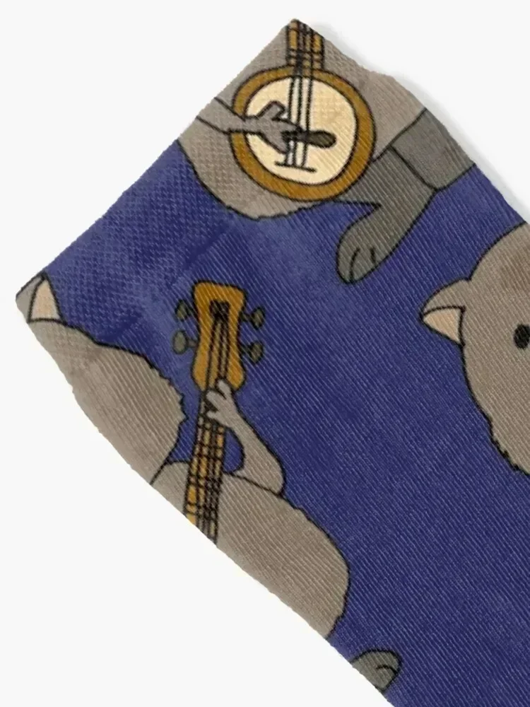 Cute Wombat Playing Guitar Cartoon Socks sports and leisure Lots funny gifts Socks Ladies Men's