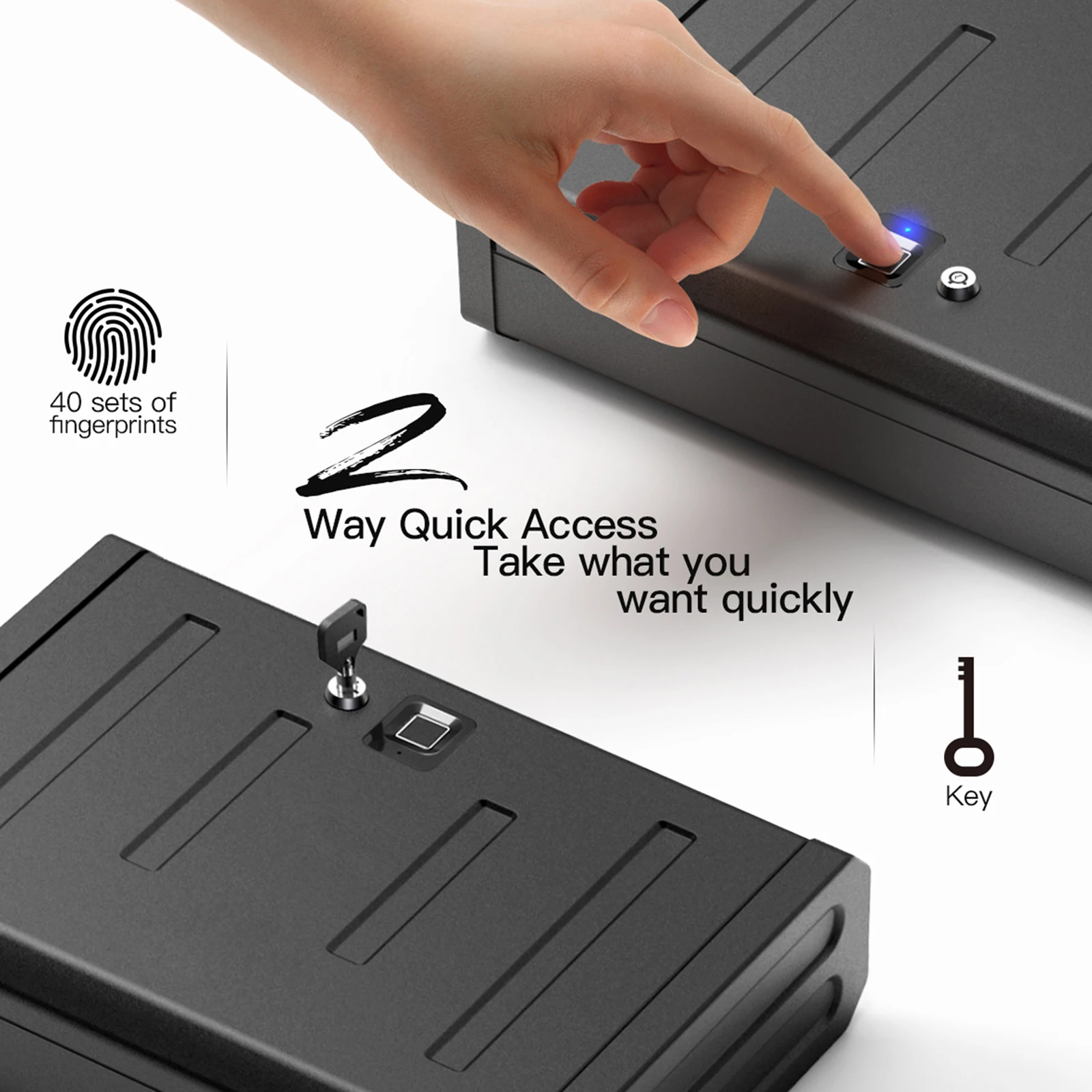 กล่องล็อคลายนิ้วมือ Slim แบบพกพา Quick-access ลายนิ้วมือเก็บความแข็งแรงสูงและความทนทานสําหรับ Travel Office Hom