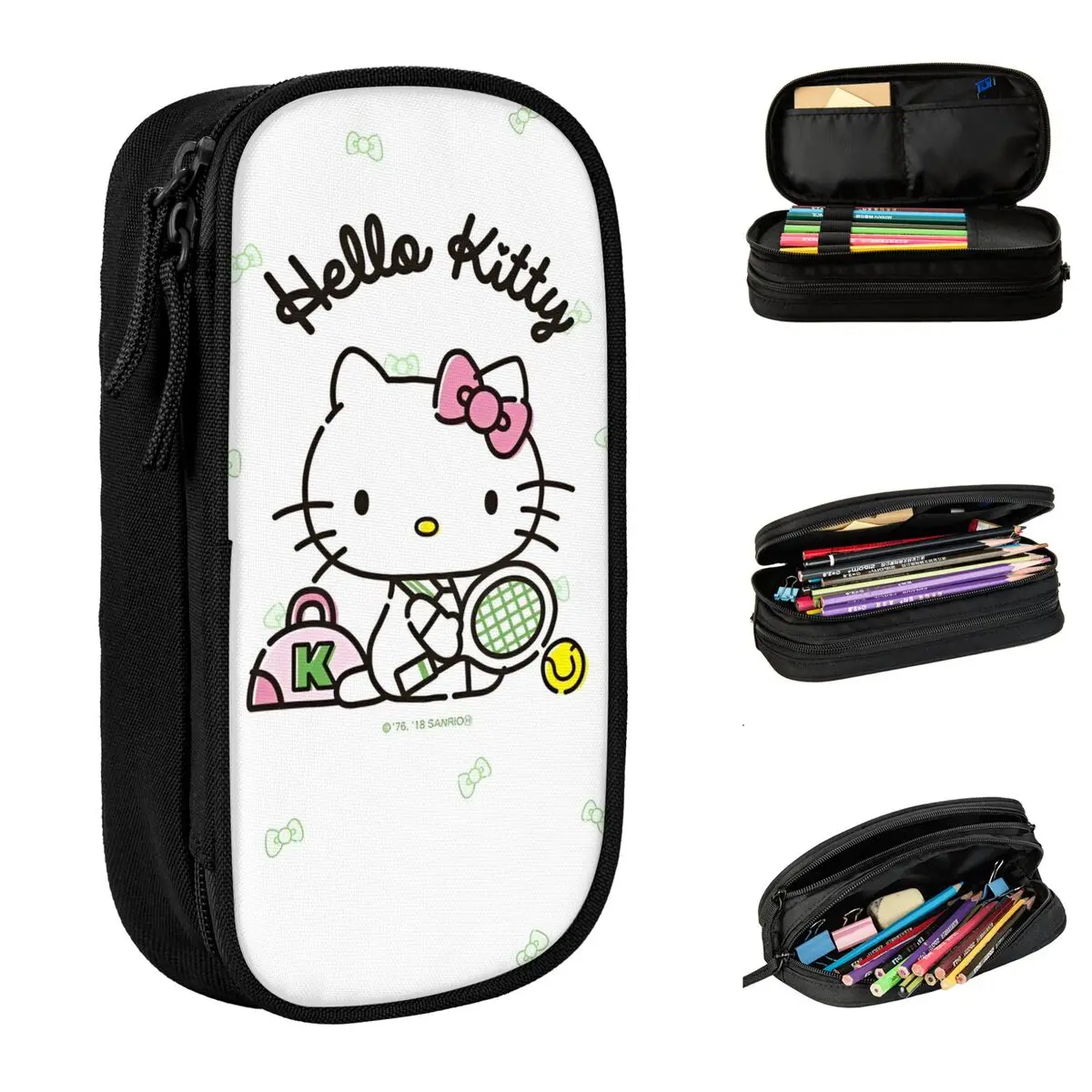 Hello Kitty Tennis Pencil Cases New Cartoon Cute Pen Holder Bags Kids Big Capacity Students School Cosmetic Pencilcases