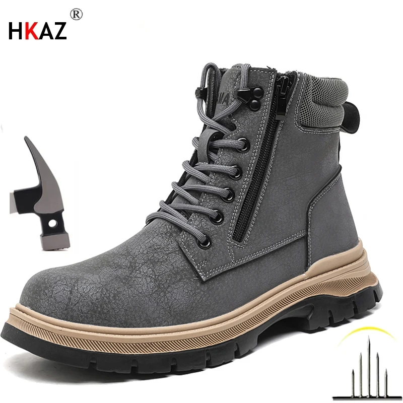 2024 New Safety Shoes Men Anti-smash Anti Puncture Work Shoes Anti Slip Indestructible Shoes Protective Sneakers Men Boots