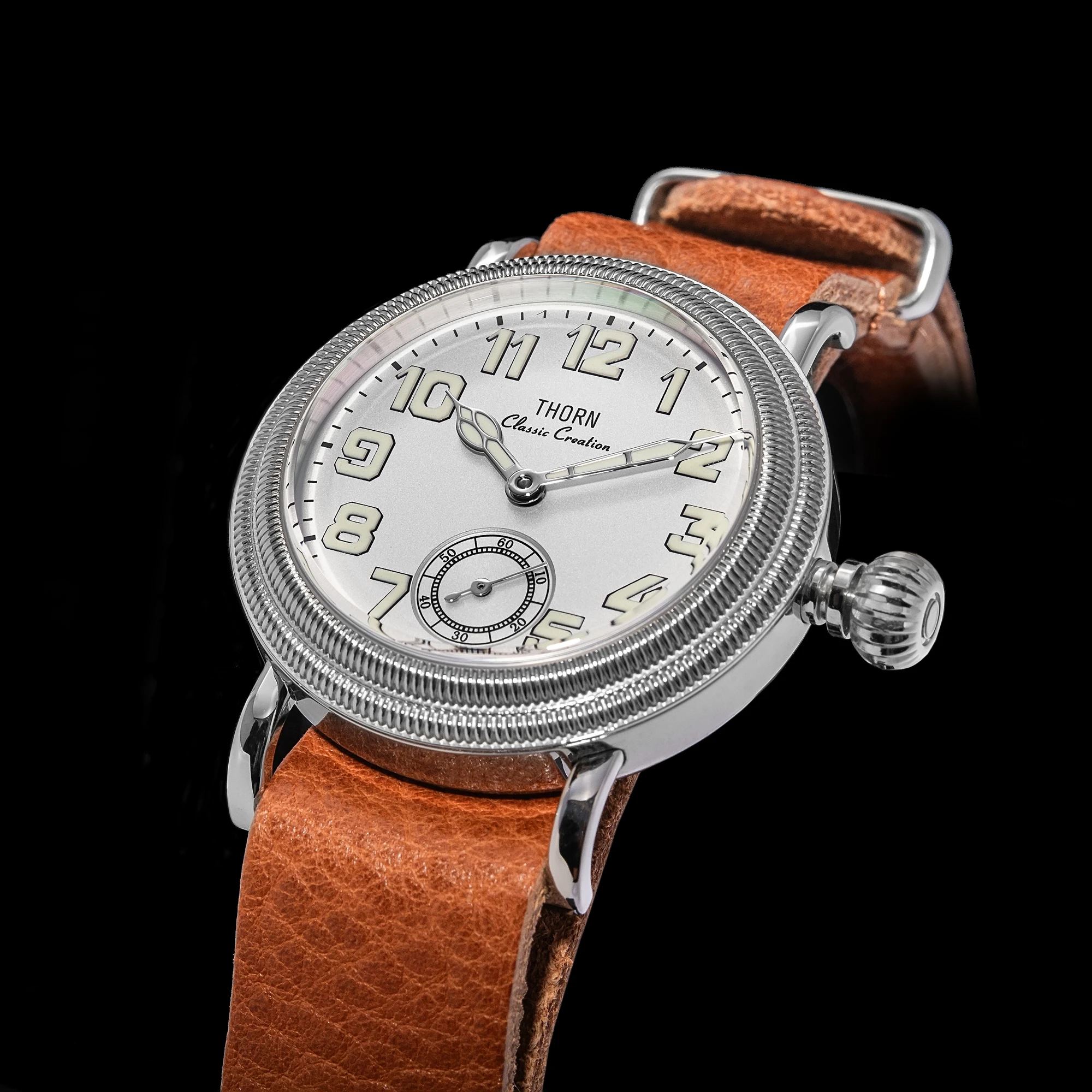 【T013】THORN Uhr 36 mm Durchmesser Vintage Fliegeruhr ST1700 Handaufzug Mechanische Uhrwerkuhr Schweizer Leuchtkraft – Detail 20