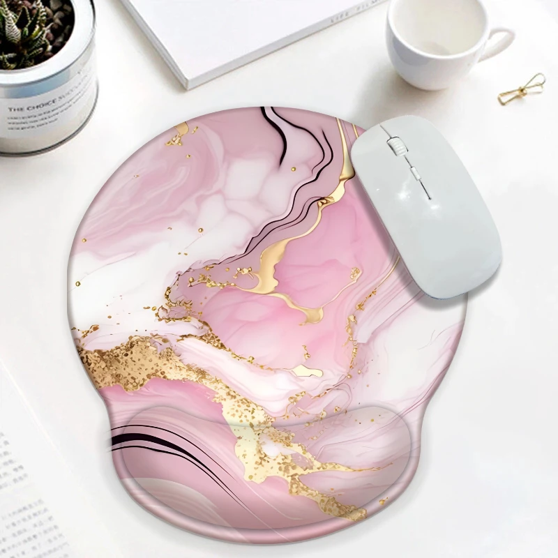 

Pink Gold Natural Pattern Creative Design Mouse Pad with Wrist Rest, Ergonomic, Comfortable Non-slip Base Mouse Pad,