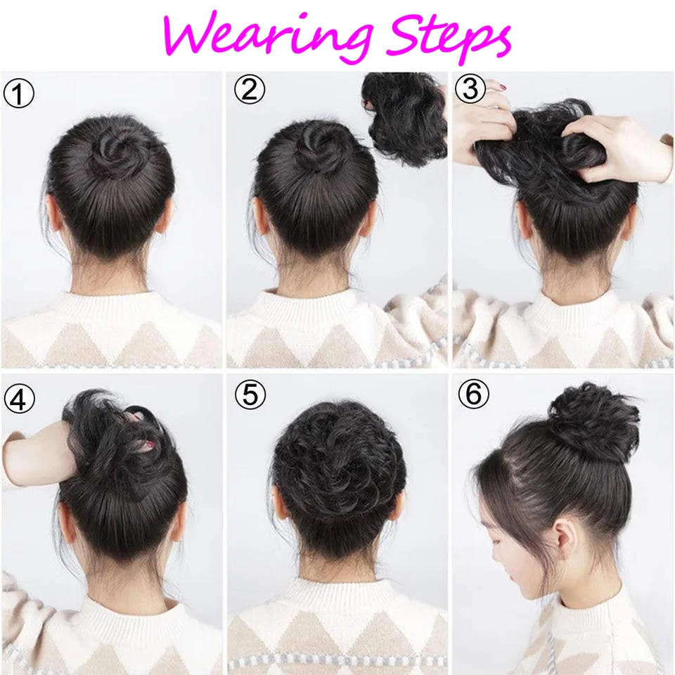 MSTN Synthetic Elastic Fake Hair Wig Bun Messy Chignon Scrunchies Elastic Band Straight Clip in Hair Ponytails Extensions Wigs