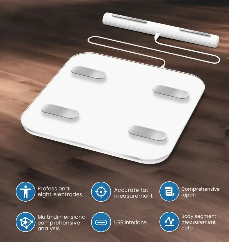 LCD/Light Emitting Diode Display Handle Bar 8 Pole AI Electronic Balance Intelligent 3D Scanning Body Fat Composition Scale