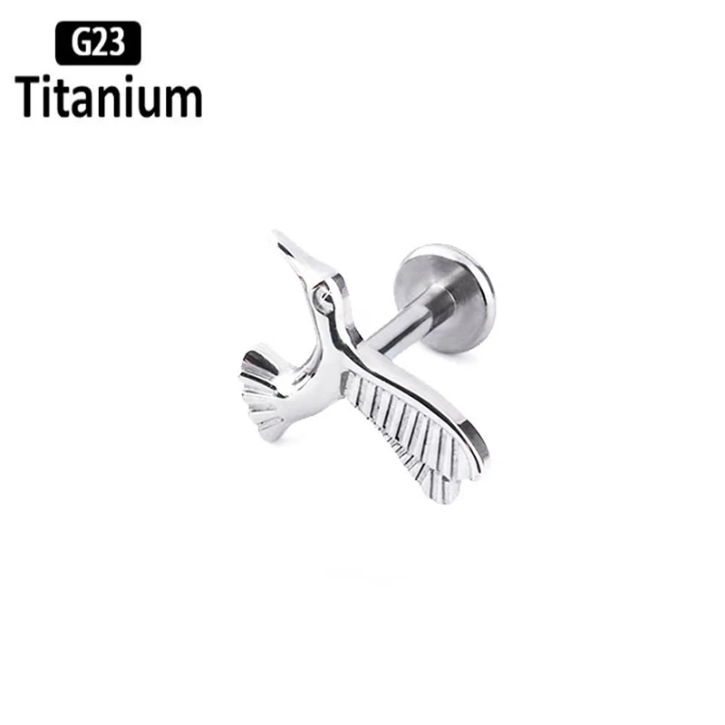 G23 Titanium Lip Piercing Internally Thread Animal type ASTM f136 Labret Lip Rings Helix Tragus Studs Earrings Lobe Body Jewelry