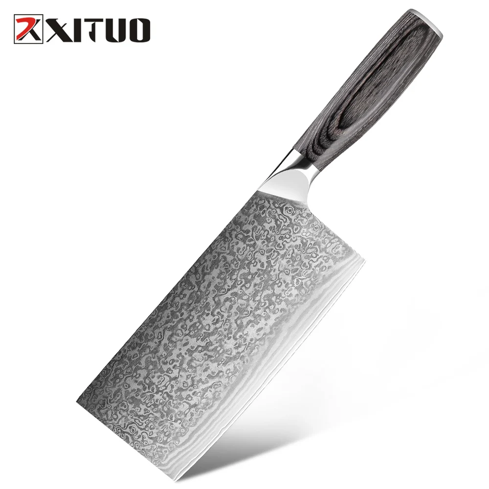 

XITUO Multifunction Damascus Steel Utility Chinese Kitchen Knife Chef Chopping Slicing Knives Vegetables Meat Kind Cutting Tools