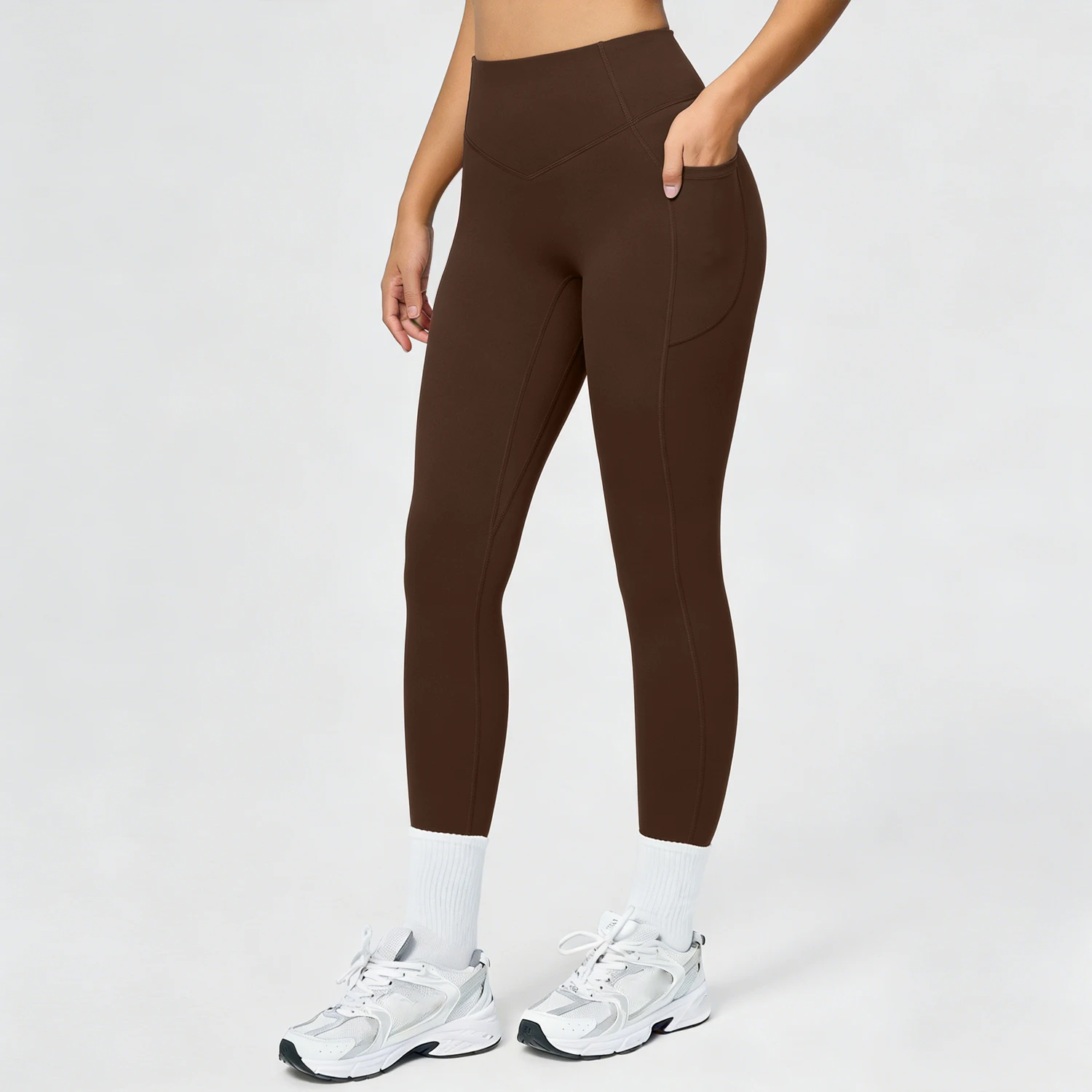 GYM Leggings with Pockets Women High-waisted Yoga Pants Slim-fit Stretch Control Pilates Breathable Fitness Sportswear