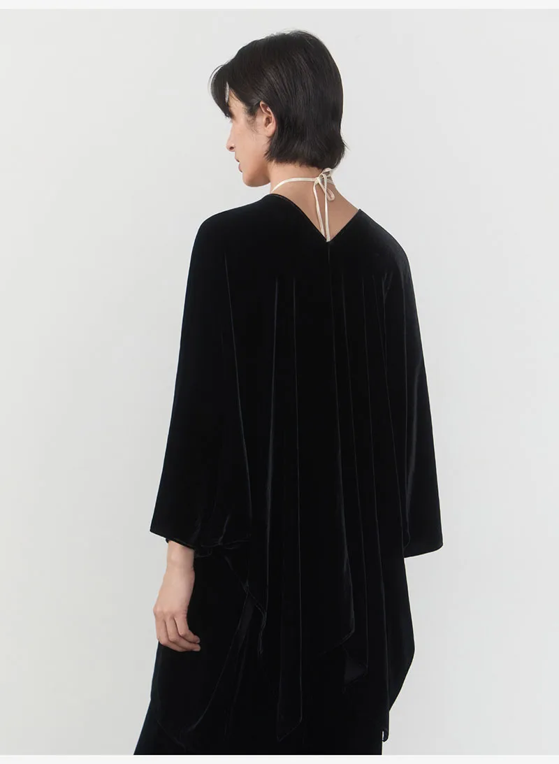 Fengbaoyu Natural Silk Velvet Women's Coat Simple Elegant, Loose and Casual Top Soft Fine Lightweight and Luxury Women's Clothin